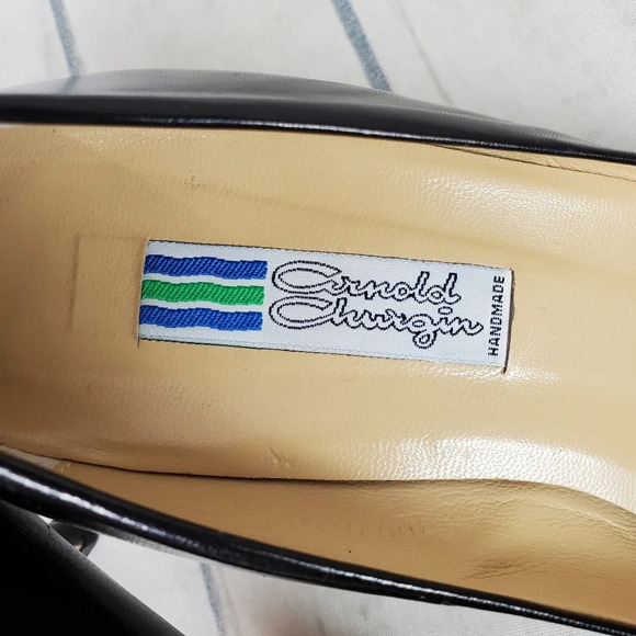 Vintage Italian Leather Kitten Heels Black Leather Pointed Toe Size 40 1/2=9-9.5 - Picture 2 of 15